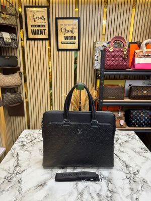 Loui Vuitton Laptop Bag Embossed Black