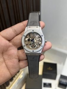 HUBLOT LEATHER GREY BELT PREMIUM WATCH