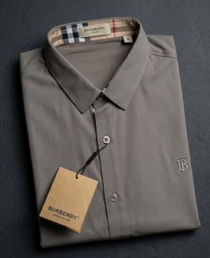 Burberri Chest Logo Full Sleeves Signature Shirt Brown
