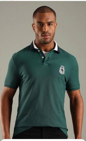 Tommy Hilfige Green Premium Cotton Lycra Pique fabric Polo Tshirt with Collar Design and embroidery patch logo 4370