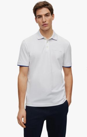 Boss Porsch e Premium White Polo 240 Gsm Interlock Compact Yarn Fabric With Emboss Logo 4199