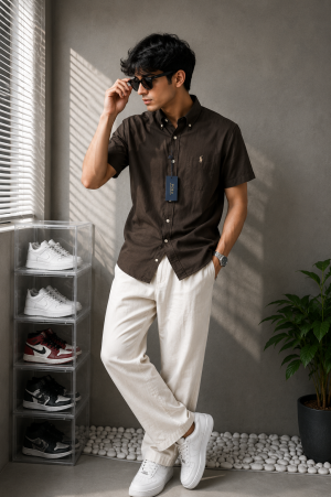 Ralp Laure_n RL Premium Half Sleeves Linen Shirt 2226