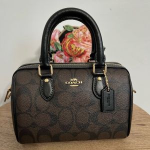Coacch Mini Rowan Crossbody Signature Coffee With OG Box & Dust Cover Coffee