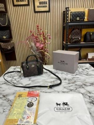 COACCH NOLITA CANVAS SLING BAG WITH BOX AND DUST BAG (COFFEE)
