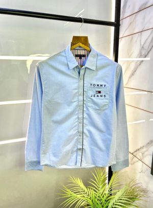 Sale Tomm _Hilfiger Sky Oxford Lycra Printed Premium Shirts F2822-SK