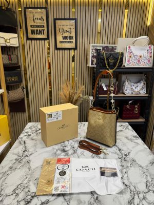 Coac Mollie Bucket Bag Premium Quality With Box And Dust Bag (Brown-Apricot)