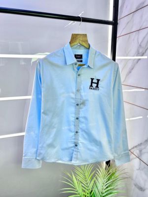 Sale Hacket  Sky Oxford Lycra Embroidery Logo Premium Shirts F2628-SK