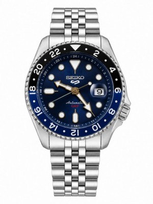 SEIK O GMT 5 SPORTS QUARTZ BLUE BLACK QUTRAZ WORKING WATCH