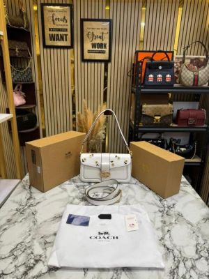 Coac Giorgie Shoulder Bag With Double Box And Dust Bag (Flower-White) (6818)