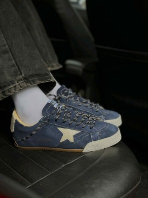 Golden Goose True-Star trainers  dark blue suede with white nappa leather star heels tab 