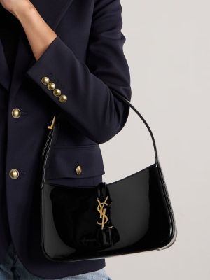 Ysl_ patent hobo bag glossy with og box(with zipper)