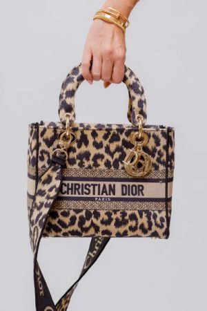 Diior_lady embroidary lady bag with og box(leapord print)