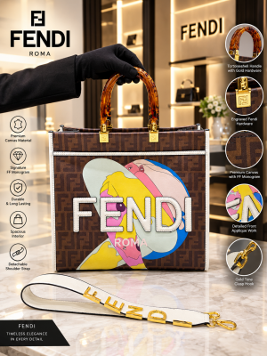 FENDDI SUNSHINE SHOPPER TOTE BAG COLORFUL ANTONIO LOPEZ GRAPHIC PREMIUM WITH DUST BAG