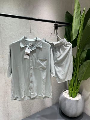 Zar English Green Premium Imported Cotton Lycra Fabric Cuban Collar Cord Set with Carry Bag 2342