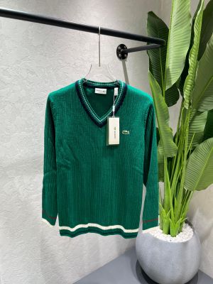 Lacost Green Premium Imported V Neck Knitted Pullover with Embroidered Logo 3503