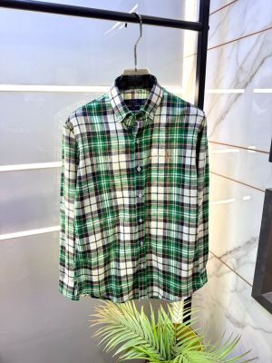 Ralp_Lauren Green Premium Checks Shirt With Brand Box Packing F4010-G2