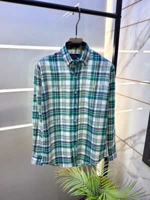 Ralp_Lauren Green Premium Checks Shirt With Brand Box Packing F4010-G1