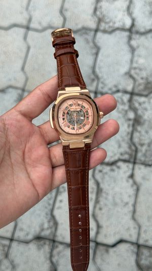 Patee k Philippe Nautilus Skeleton Automatic Open Heart Open Back Best Premium Leather