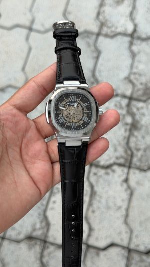 Patee_k Philippe nautilus skeleton automatic open heart open back best premium leather 