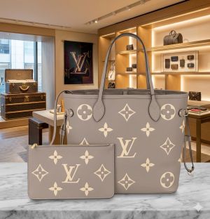 Louuis_Vuitton Neverfull MM Quartz Monogram Empreinte leather featuring a matching zip pouch Bag with Double Box premium quality