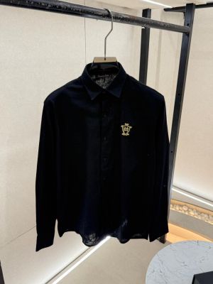Massimo Dutti Black Linen Back Printed Premium Shirt With Brand Box Packing F4030-BL