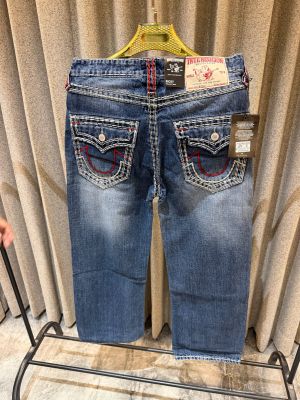 TRUE RELIGION LIGHT BLUE RED STITCH PREMIUM EBROIDER STRETCH DENIM