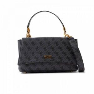 Gueess Noelle Crossbody Flap Bag With Box And Dust Bag Including Carry Bag (Black Black)