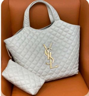 YSL ICARI MAXI SHOPPING BIG SIZE TOTE BAG WITH DUST COVER & MATCHING WALLET - Y690