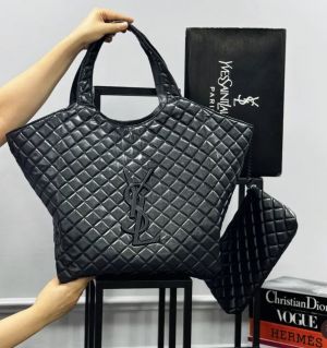 YSL ICARI MAXI SHOPPING BIG SIZE TOTE BAG WITH DUST COVER & MATCHING WALLET - Y690