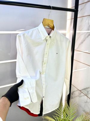 Tomm  Hilfiger White Embroidery Back Printed Premium Shirts F2535-WH