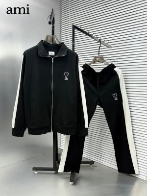 Ami Black Embroidery Logo Imported Premium Track Suit F3400-BL