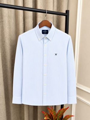 Hacket Sky Premium Strip & Embroidery Logo Oxford Shirt(1525)