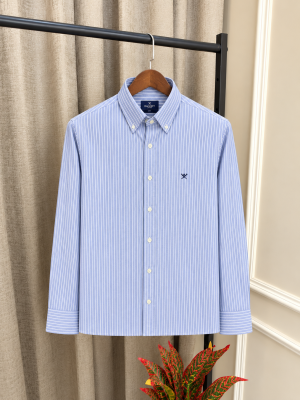 Hacket Dark Blue Premium Strip & Embroidery Logo Oxford Shirt(1527)