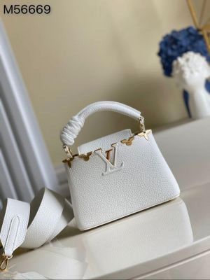 Louuis_Vuitton Capucines BB handbag featuring unique gold-toned floral hardware along the top edge With Double Box