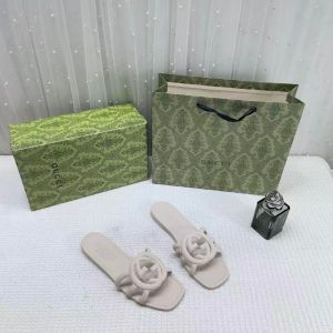 Guccci Interlocking G Slides Beige Off White With Original Box CarryBag 4750-22 Off-White 