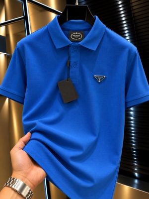 Prada Chest Logo Polo T-shirt Blue