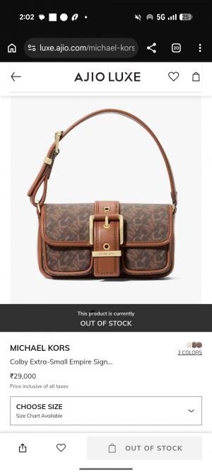 Michaeel Kors Colby Empire Signature Handbag With Dust Cover & Carry Bag 10085 Coffee Brown Sale