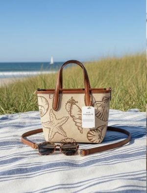 Coach Mini City Teri Toe Shoulder Bag In Signature Canvas Shell Print Gold Sand OG & Dust Bag 165 Sale