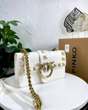 Pinko Love Studded Crossbody Bag With OG Box & Dust Bag White 9917 Sale