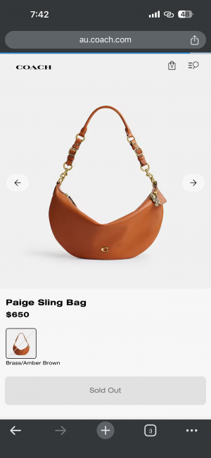 Coach  Paige Sling Bag  amber brown natural grain leather High End Quality