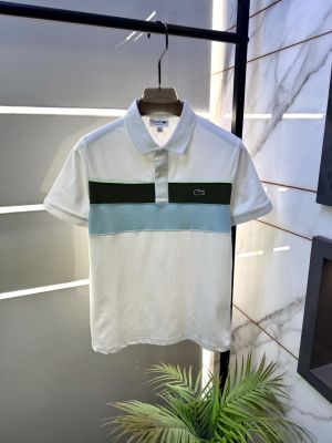Lacost White Premium Collar Neck Polo T-shirt F3925-WH