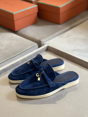 Wmns Loro Piano Babouche Charms Walk Navy Suede  For Her