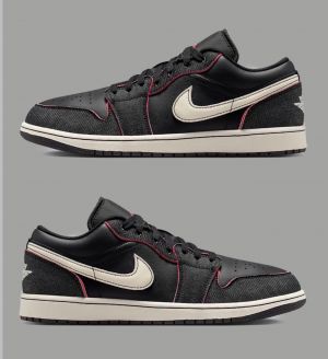 Nike Air Jordan 1 low SE black canvas mens (639)