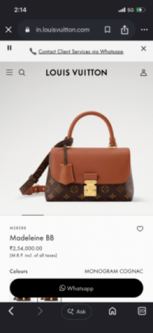 Louis vuitton M28288 Madeleine BB with double box 889