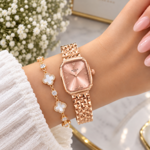 Roleex Women Vintage Square Rosegold
