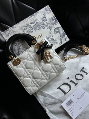 Dior mini lady dior bag with chain two tone with box 1013