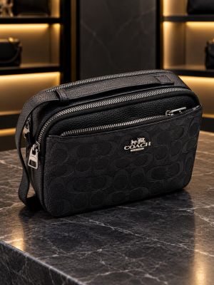 Coach Side Bag Pouch Black Premium Quality  Fa 1867