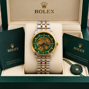 ROLE AUTOMATIC DUAL TONE GREEN PREMIUM WATCH