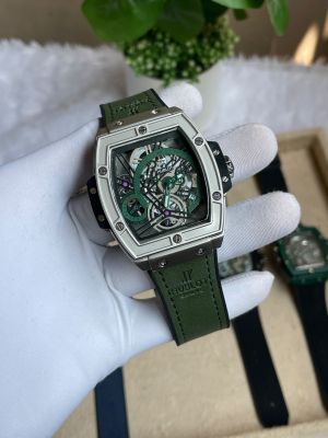 Hublot Bigbang Square Silver Green Leather Belt AT519