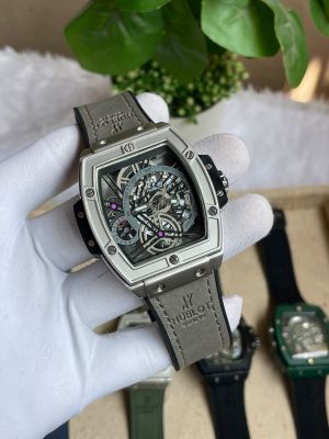 Hublot Bigbang Square Silver Grey Leather Belt AT519